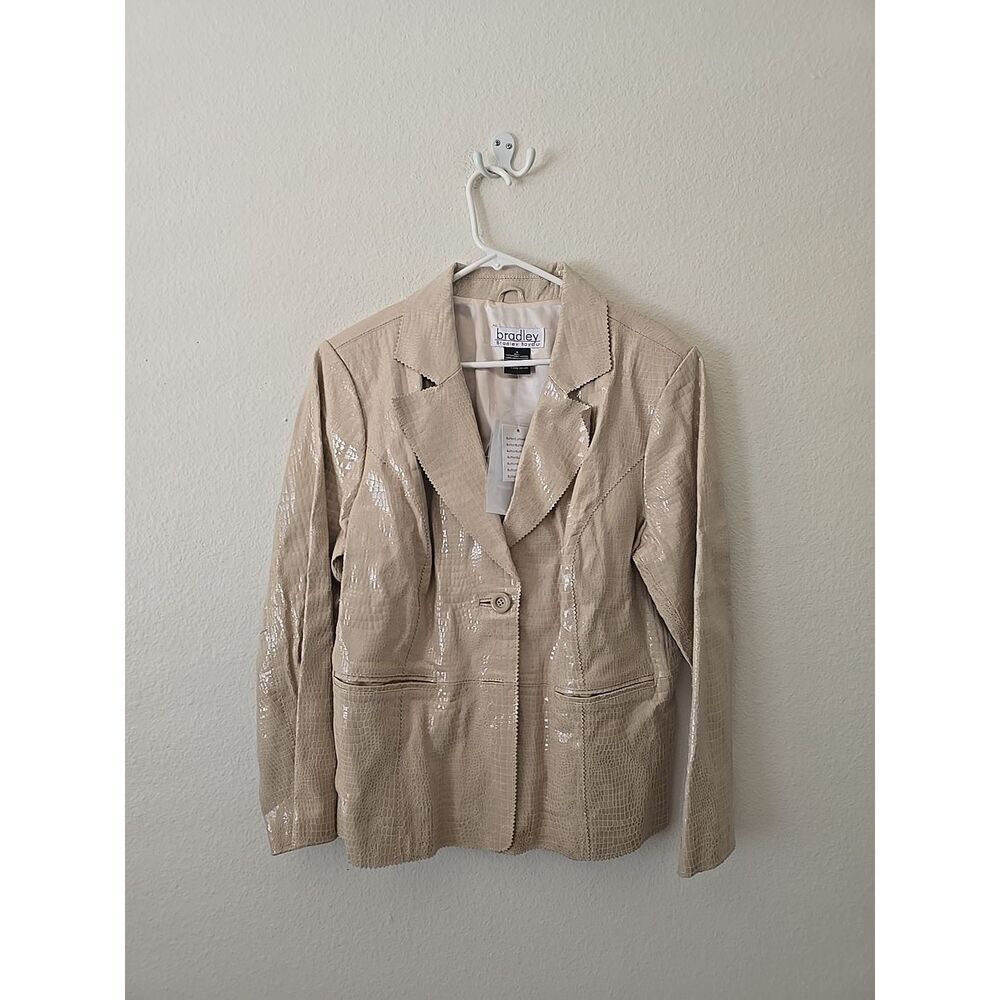 Bradley Bayou Coat patent Leather Jacket reptile croc gator moto top button 1X